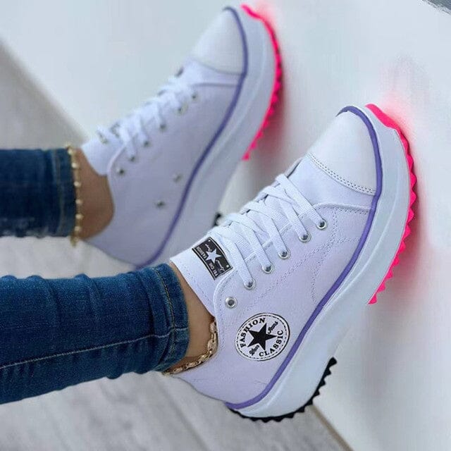 Sneakers dam chunky i canvas med kontrasterande sidostrimma