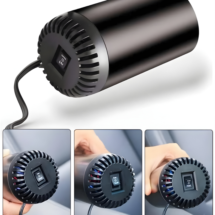 Kompakt 12V bilvärmare 150W med handtag och kylläge