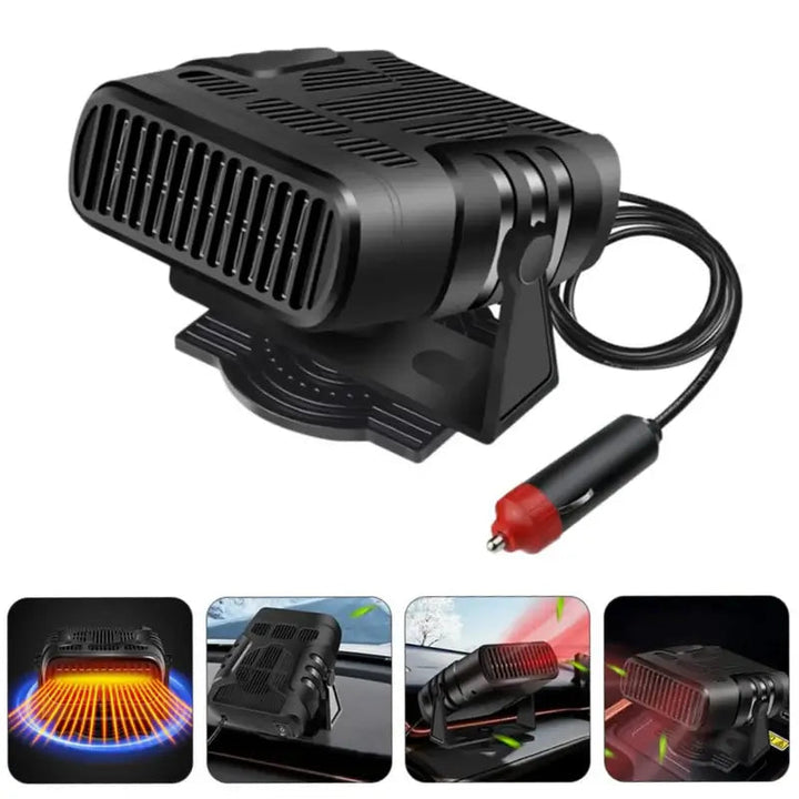 Portabel 12V-bilvärmare med kylfunktion och vridbar hållare