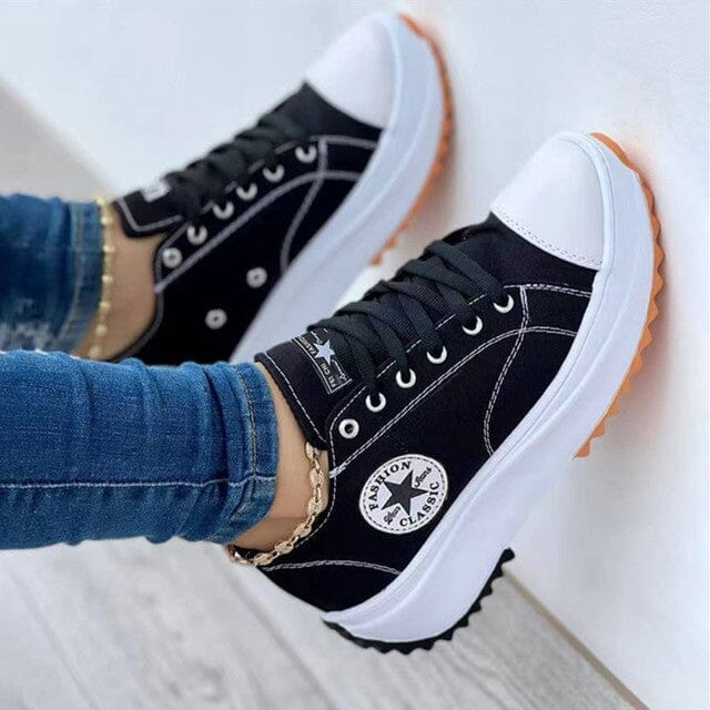 Sneakers dam chunky i canvas med kontrasterande sidostrimma