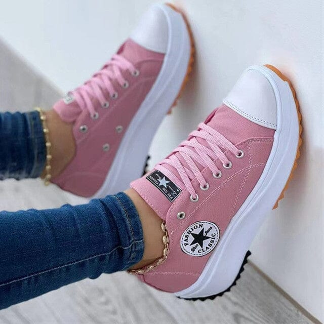 Sneakers dam chunky i canvas med kontrasterande sidostrimma