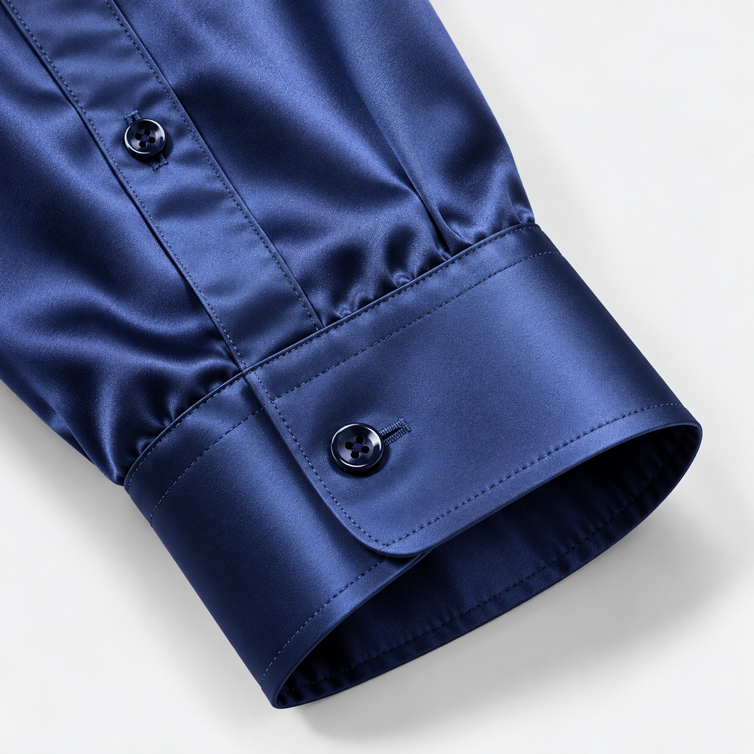 Skjorta herr slim fit – satinlook med stretch