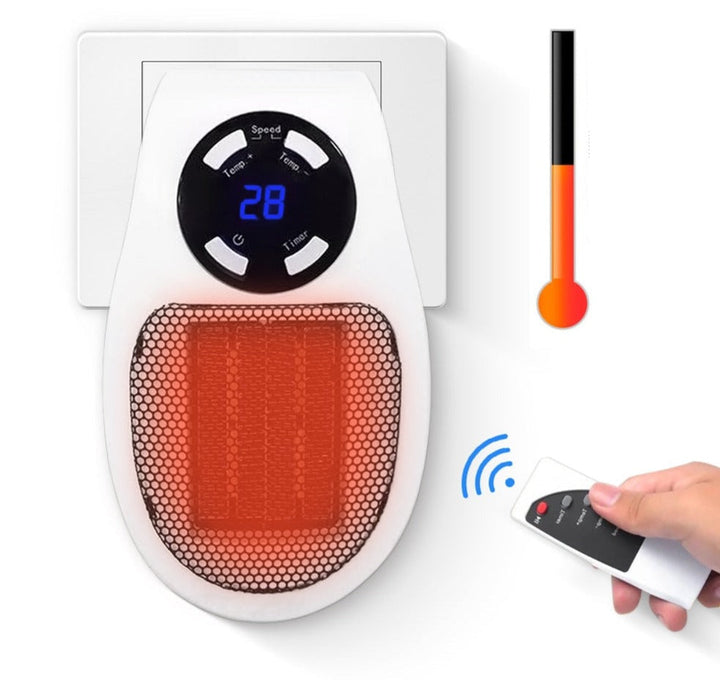 Tyst värmefläkt 500 W med timer och LED-display