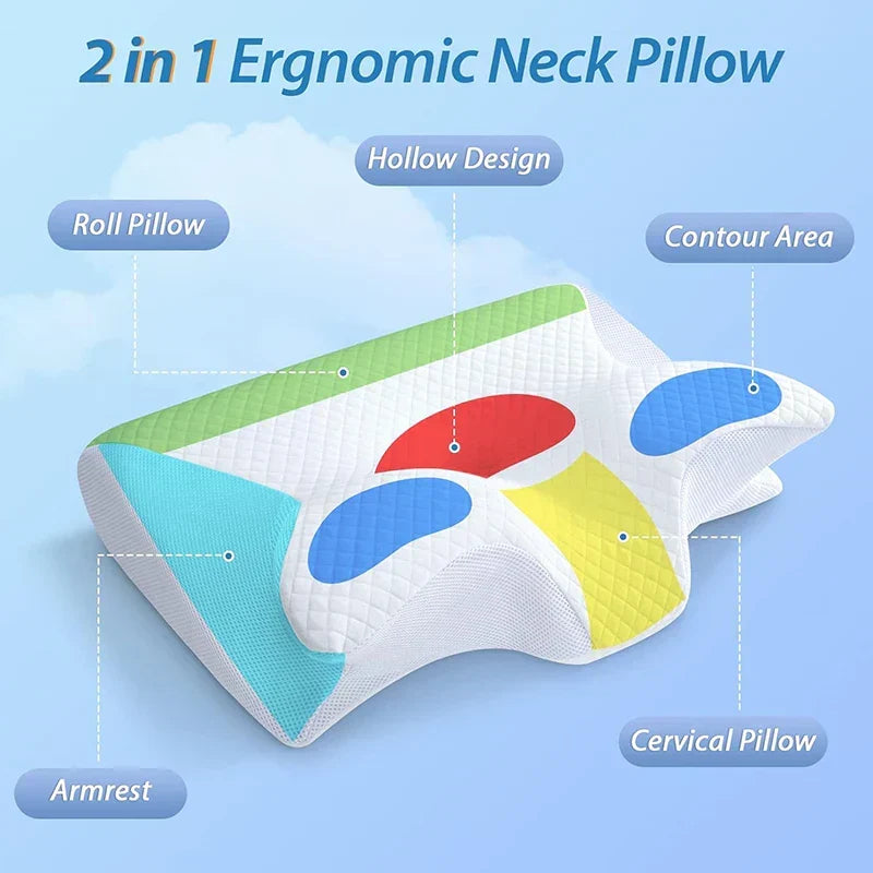 2-i-1 viskoelastisk nackkudde med ergonomisk konturdesign – RestAlign