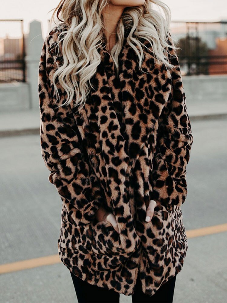 Vinterjacka för dam med leopardmönster - Sofia