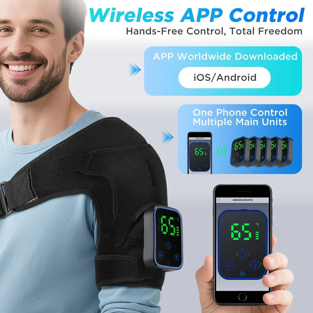 3-i-1 elektrisk massageapparat för axlar, armbågar och knän med värme och appstyrning – ReliefPro