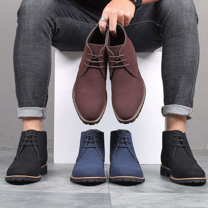 Ankelboots i läder och mocka för män - Hudson