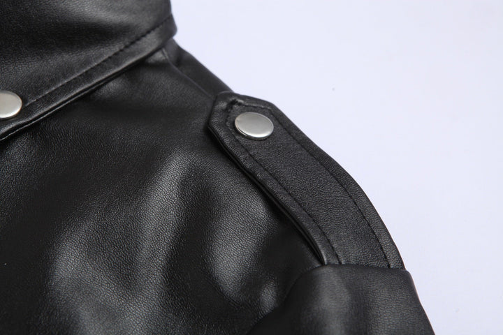 Slim fit-motorcykeljacka i läder för herr med stå-upp-krage - Ryder