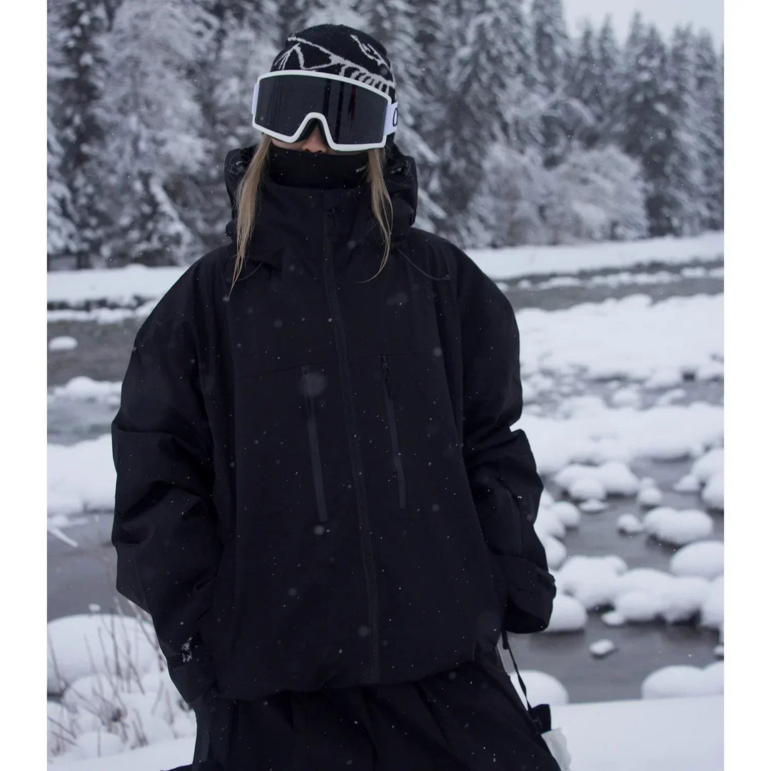Unisex skidjacka med huva för skidåkning, snowboard och outdoorkläder