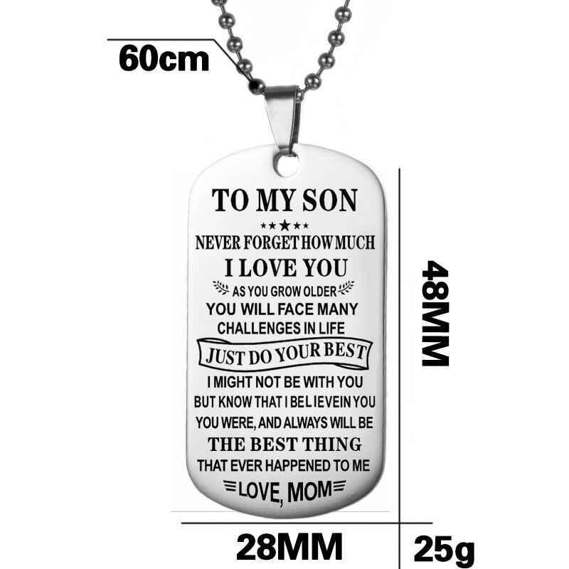 Till min son hänge halsband