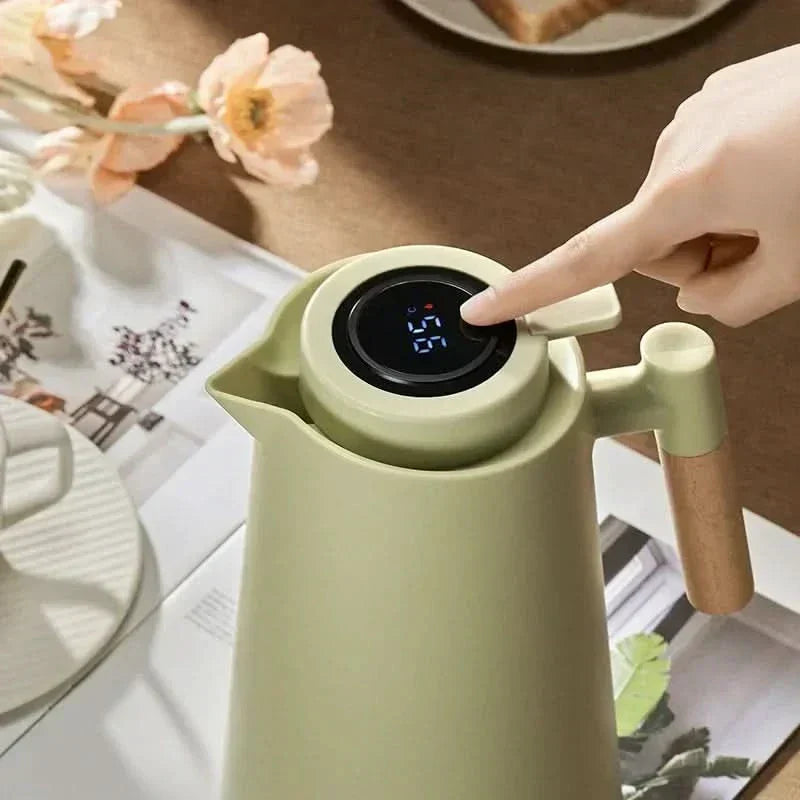 Termos 1 liter med temperaturdisplay i locket och droppfri pip