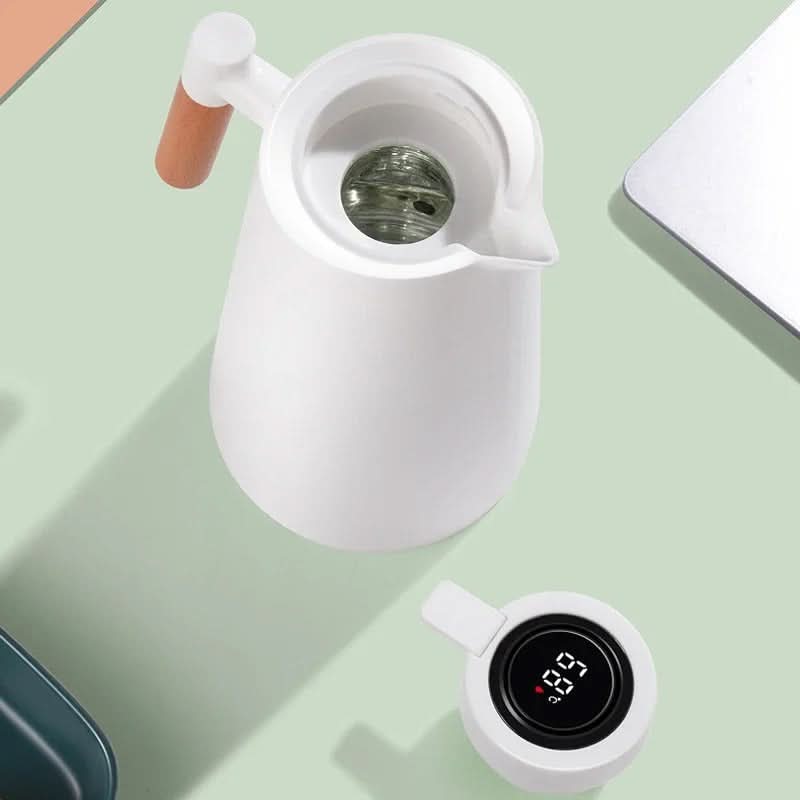 Termos 1 liter med temperaturdisplay i locket och droppfri pip