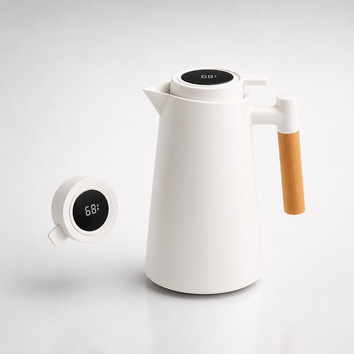 Termos 1 liter med temperaturdisplay i locket och droppfri pip