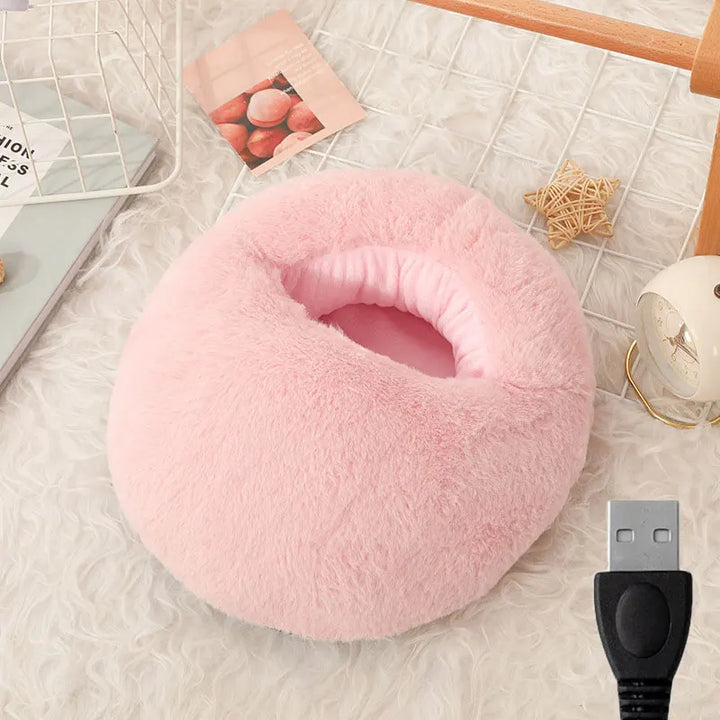 USB-fotvärmare av mjuk fleece som snabbt blir varm