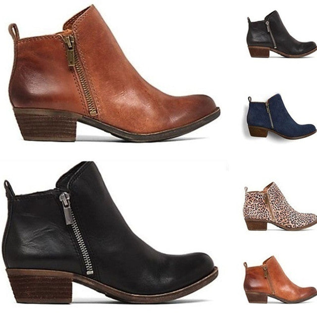 Damboots med blockklack och dragkedja på sidan – Marit