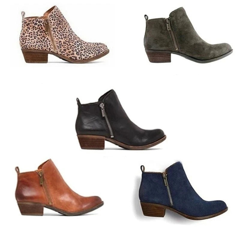 Damboots med blockklack och dragkedja på sidan – Marit