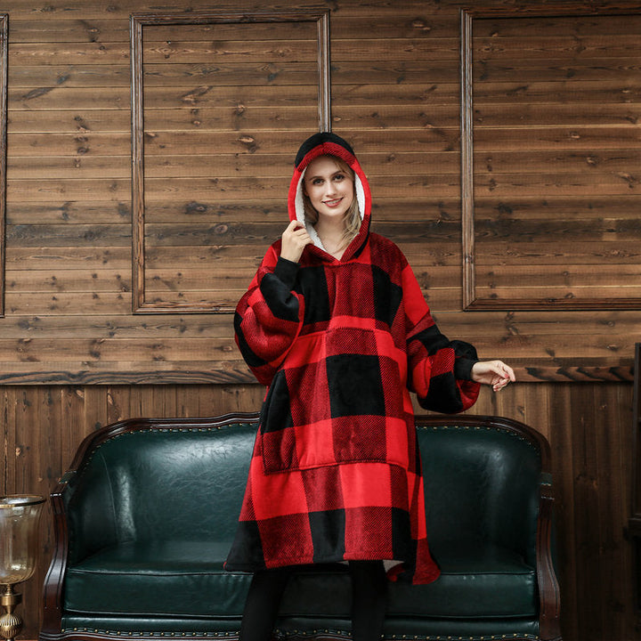 Bärbar filthoodie med glad print, dubbellagers flanell
