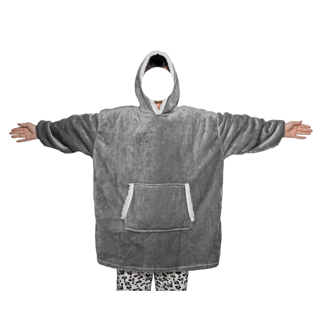 Filt-hoodie av flanell med huva och ficka – one size