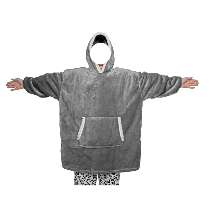 Filt-hoodie av flanell med huva och ficka – one size