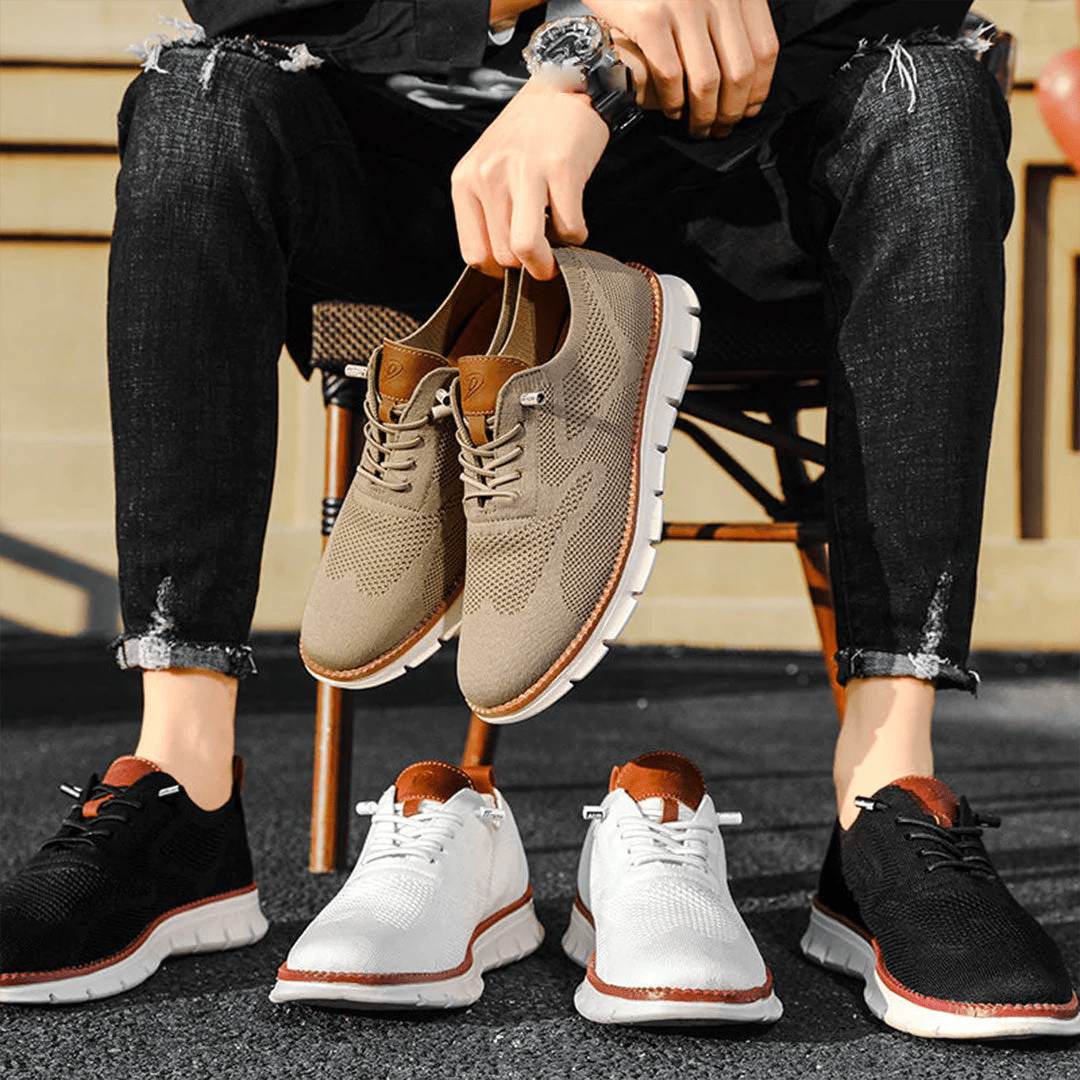 Andningsaktiva och extra sköna sneakers för herr i minimalistisk design – Elias