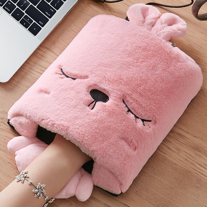 Uppvärmt musmatta med handvärmare i mjuk fleece