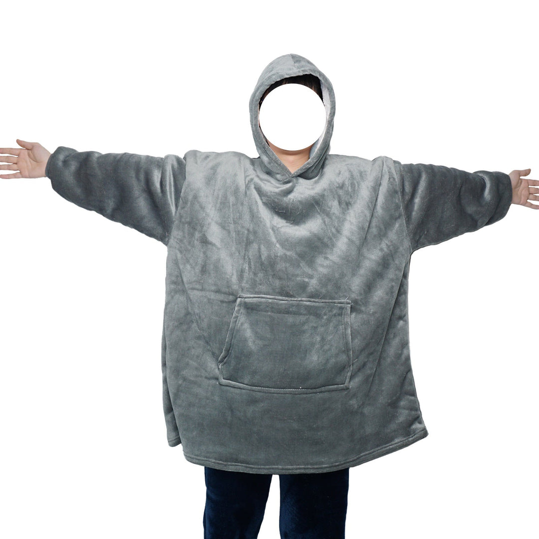 Filt-hoodie av flanell med huva och ficka – one size