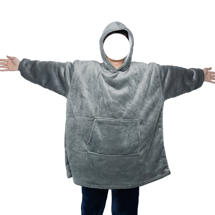Filt-hoodie av flanell med huva och ficka – one size