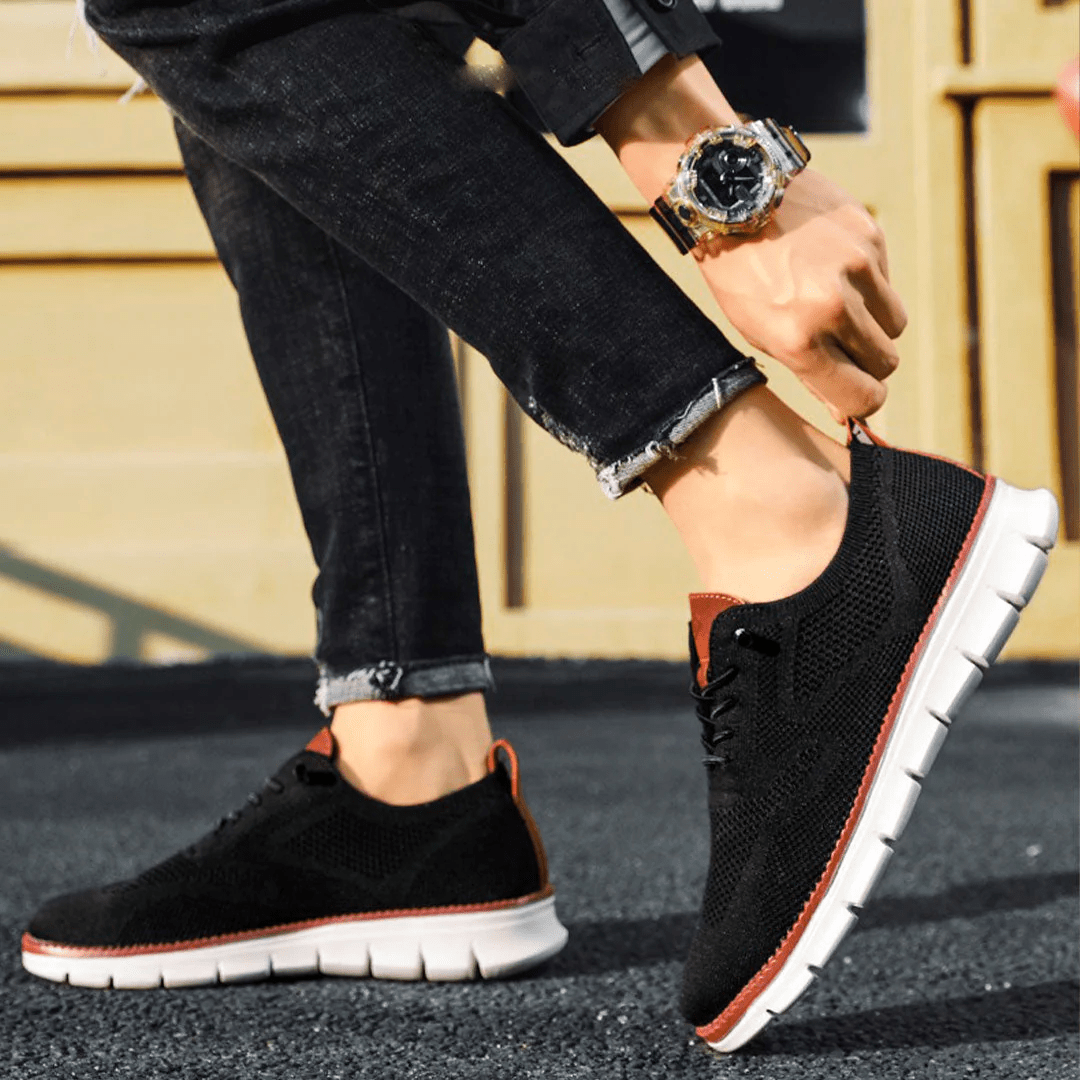 Andningsaktiva och extra sköna sneakers för herr i minimalistisk design – Elias
