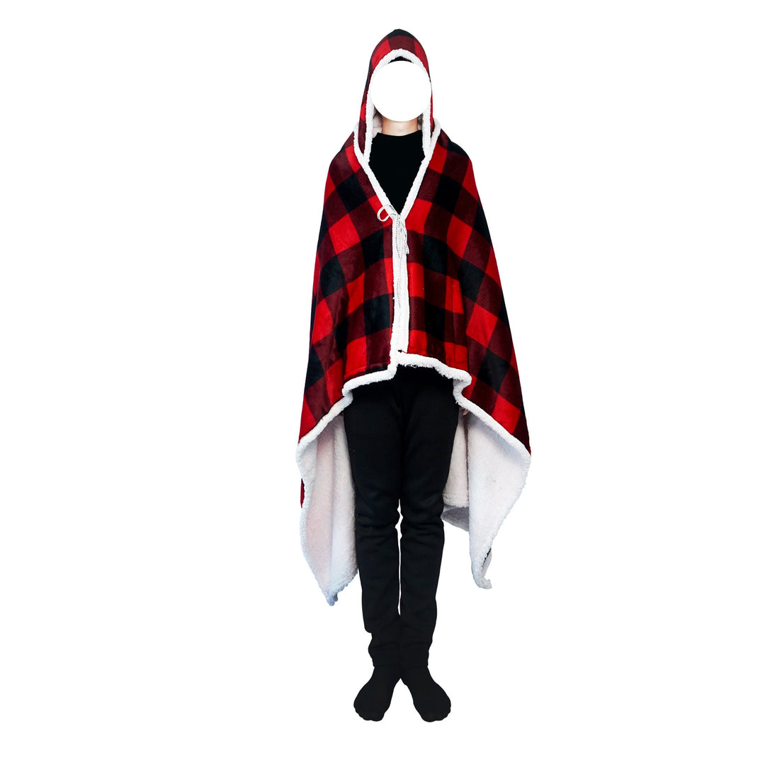 Filt-hoodie av flanell med huva och ficka – one size