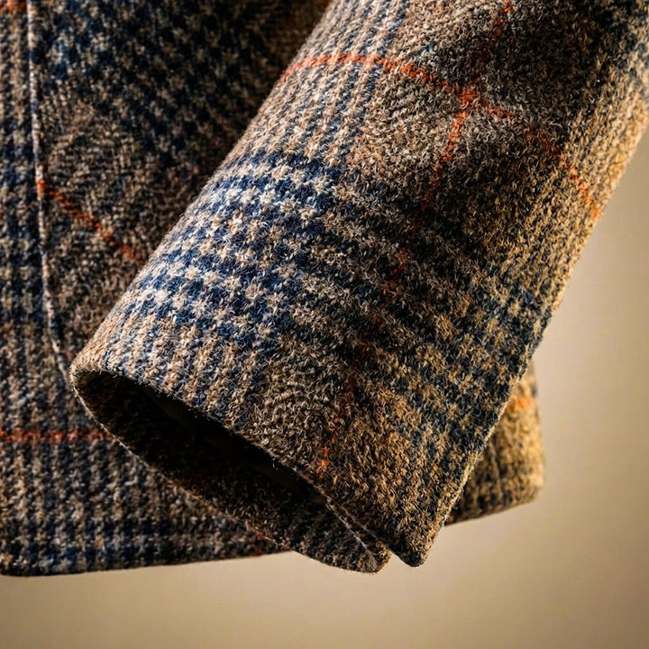 Rutig blazer herr i ullblandning med notch-slag