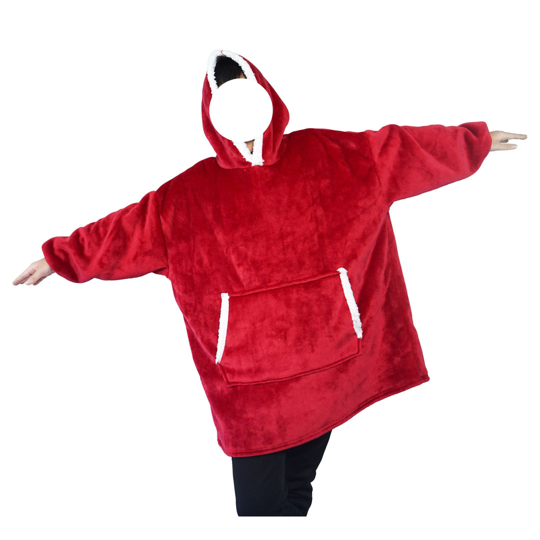 Filt-hoodie av flanell med huva och ficka – one size
