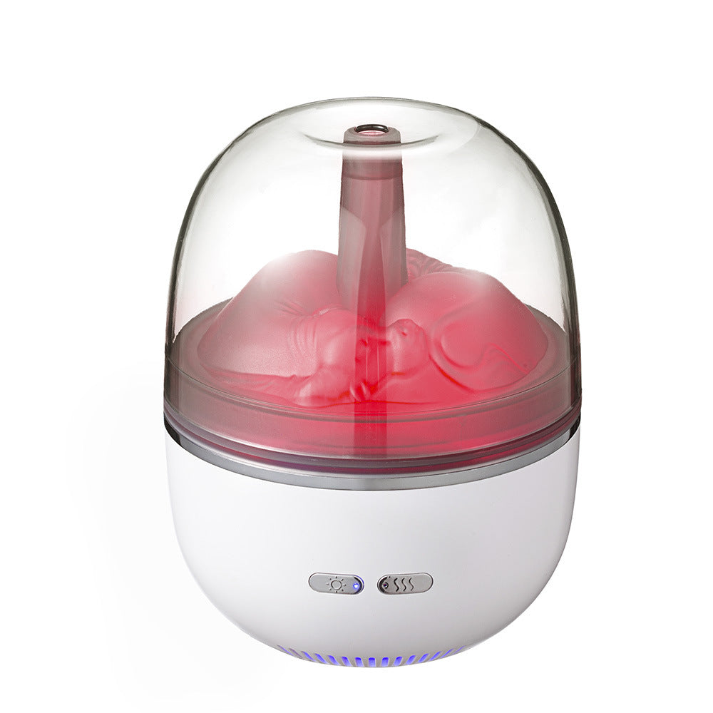 Liten aromdiffuser med färgskiftande ljus och tät kall dimma