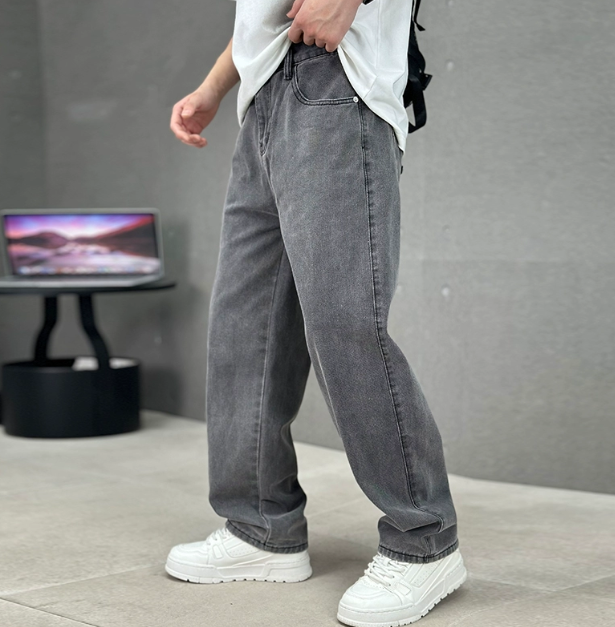 Straight leg-jeans i bomull för herr - Klassiska denimbyxor