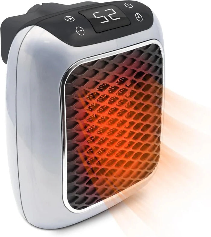 Vägguttagsvärmare 800W med termostat och 12 timmars timer