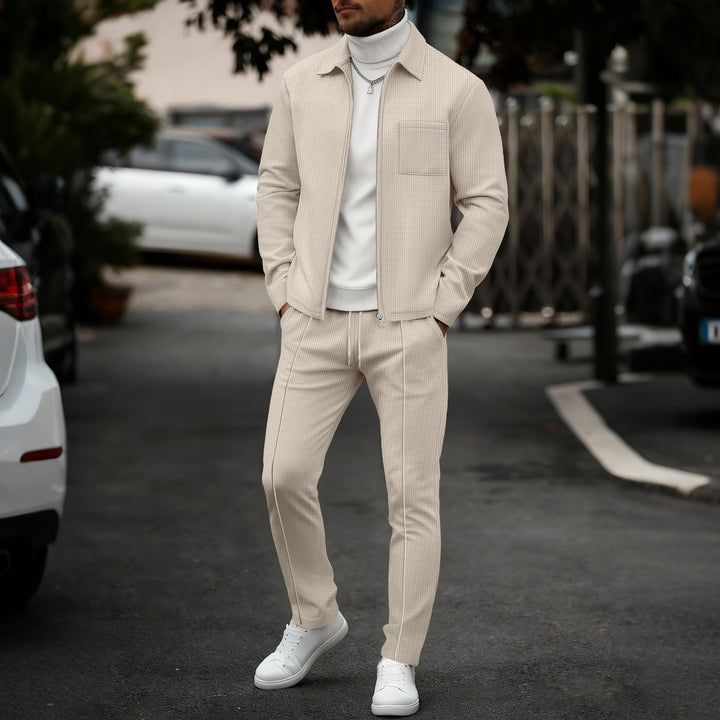 Slim fit-set för herr – Med blixtlås, lämpligt för ledig och sportig aktivitet