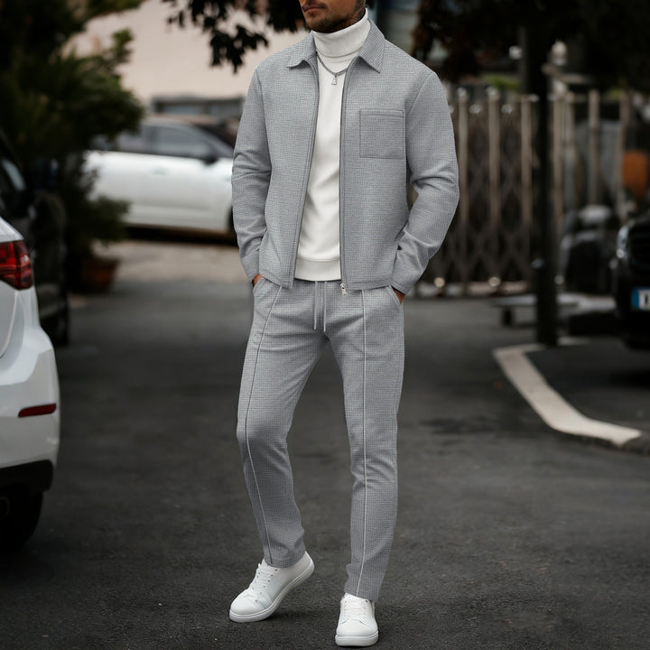 Slim fit-set för herr – Med blixtlås, lämpligt för ledig och sportig aktivitet