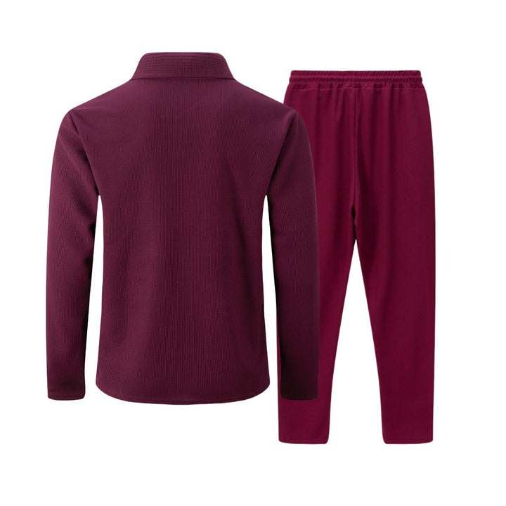 Slim fit-set för herr – Med blixtlås, lämpligt för ledig och sportig aktivitet