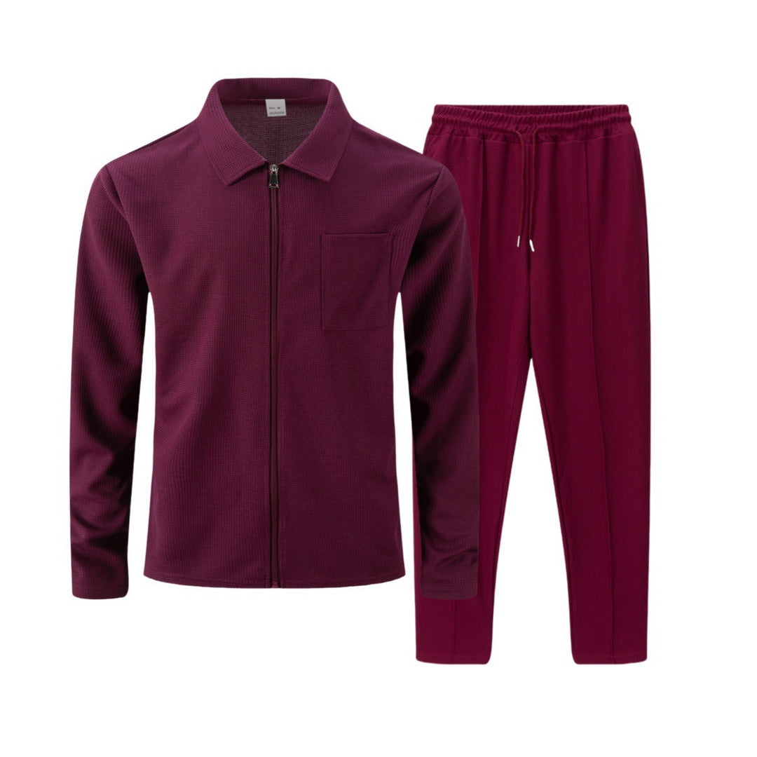 Slim fit-set för herr – Med blixtlås, lämpligt för ledig och sportig aktivitet
