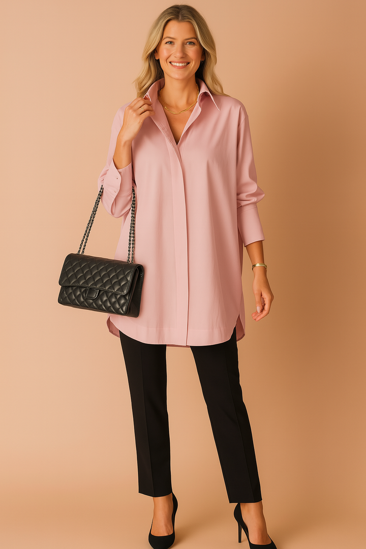 Skjortblus dam, oversized passform – klassisk krage