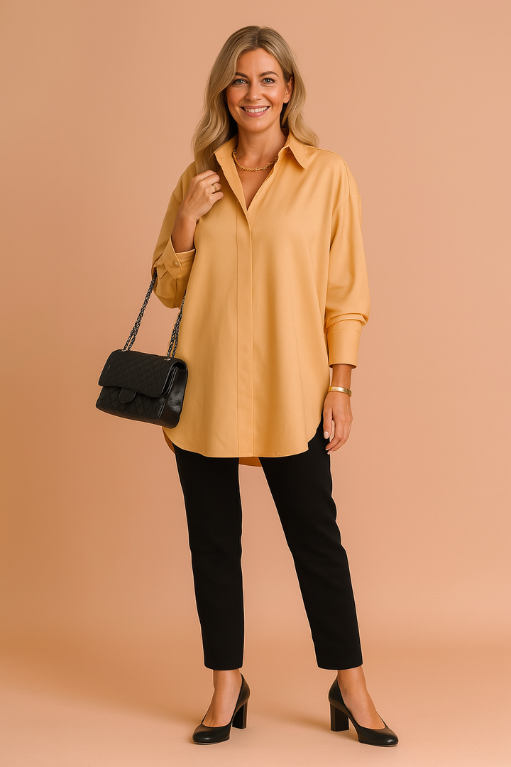 Skjortblus dam, oversized passform – klassisk krage
