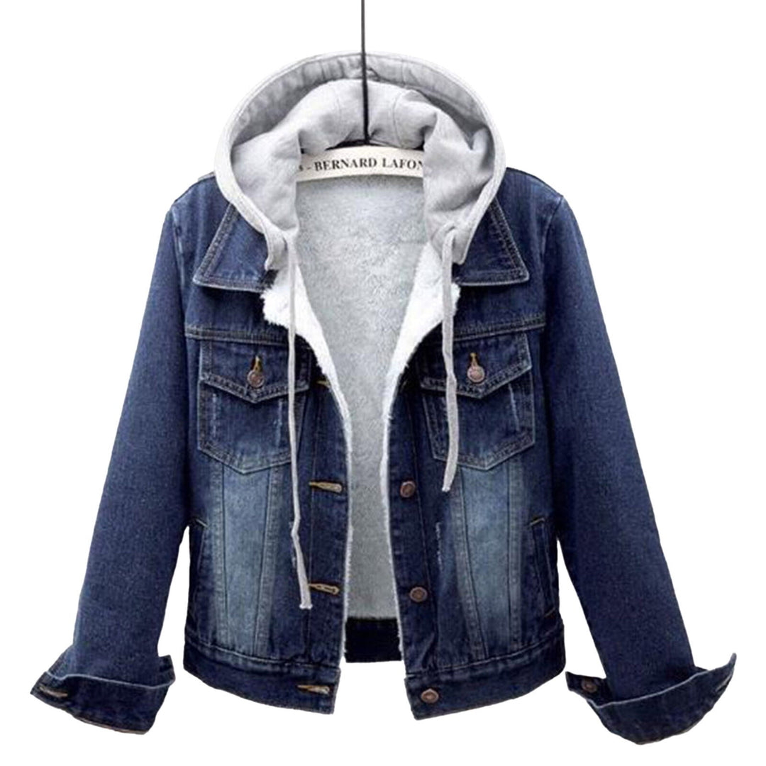 Jeansjacka med huva för dam - Stora storlekar S till 5XL