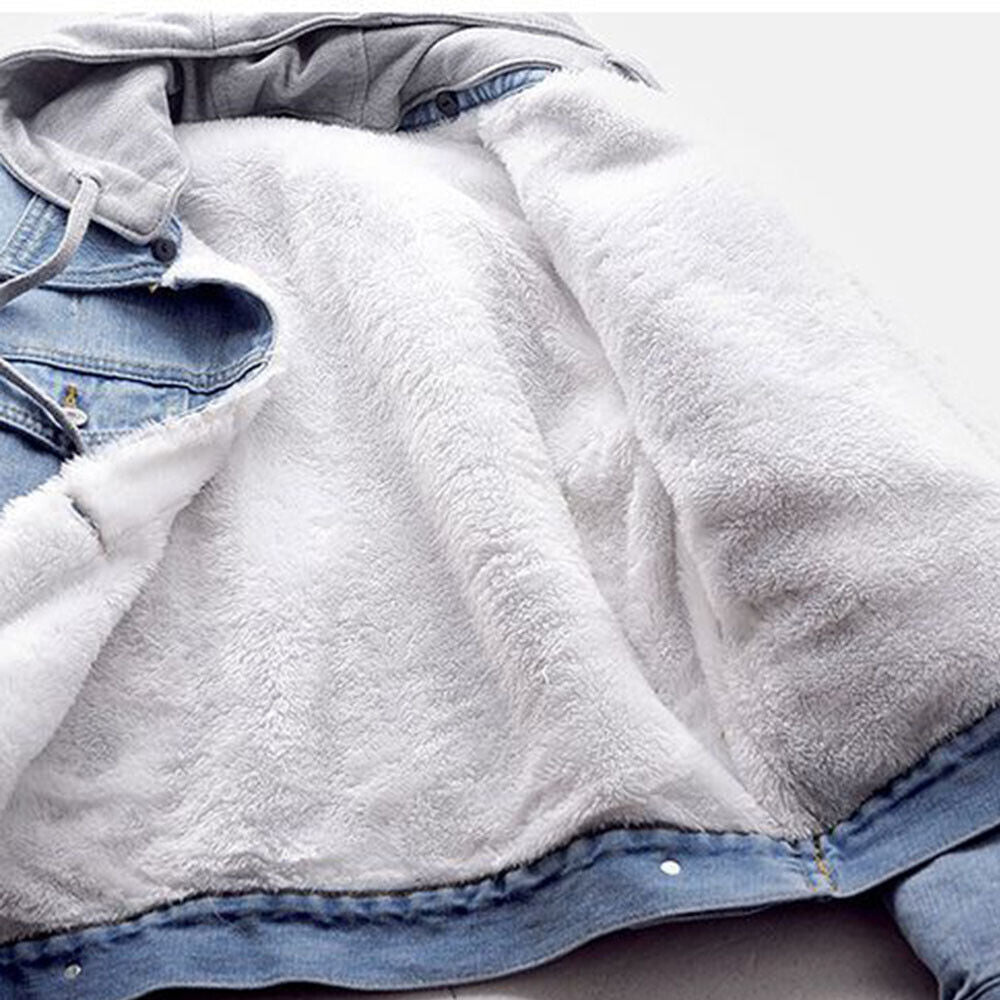Jeansjacka med huva för dam - Stora storlekar S till 5XL