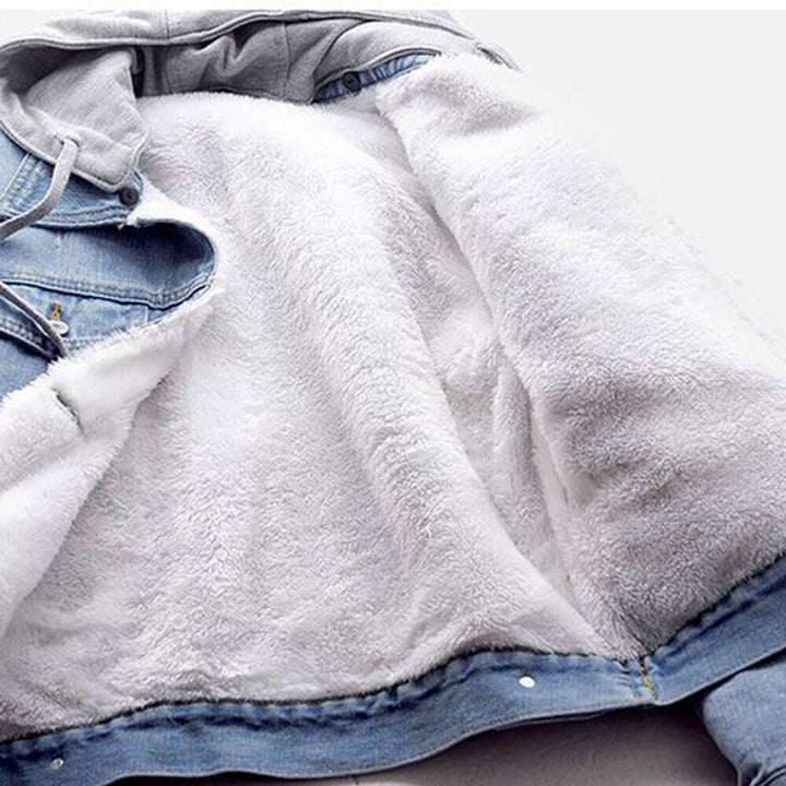 Jeansjacka med huva för dam - Stora storlekar S till 5XL