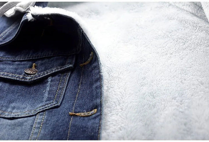 Jeansjacka med huva för dam - Stora storlekar S till 5XL