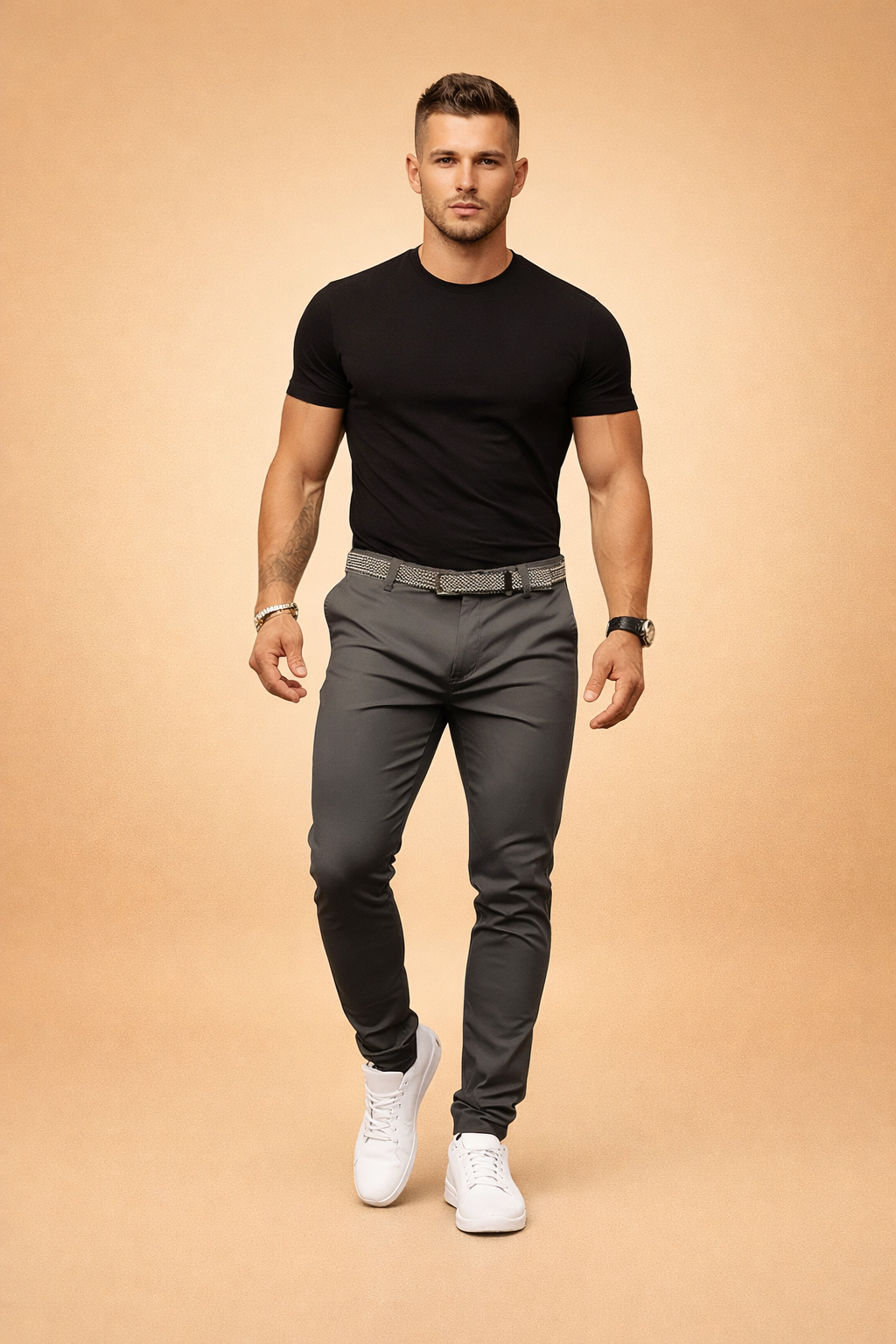 Byxor herr slim fit med markerad midja – smart casual