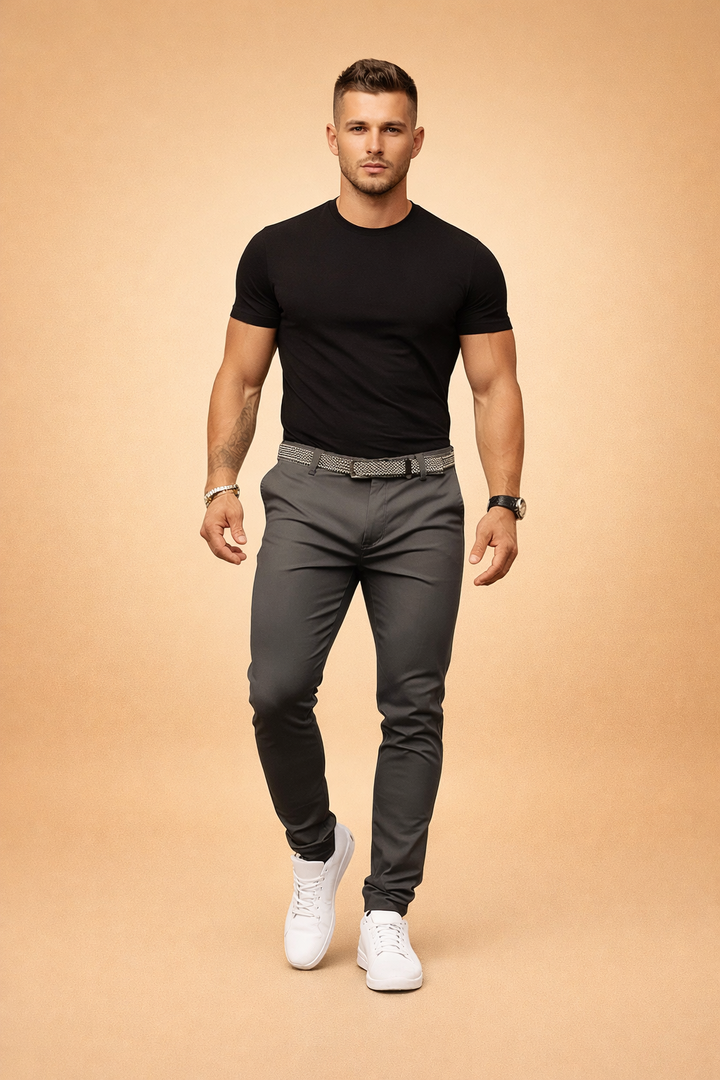 Byxor herr slim fit med markerad midja – smart casual
