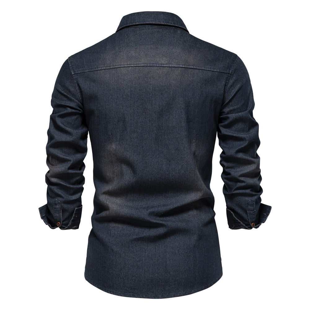 Elastisk skjorta i bomullsdenim - Logan