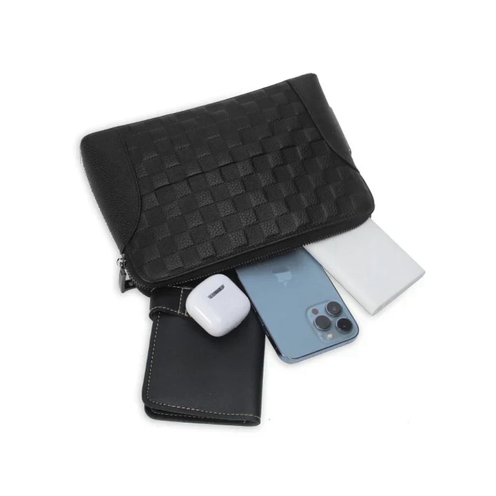 Herrhandväska i läder med fingeravtryckslås – stöldskyddad clutch och plånbok