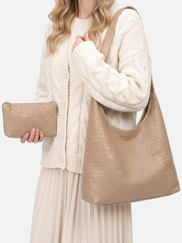 Flätad hoboväska med pouch för dam