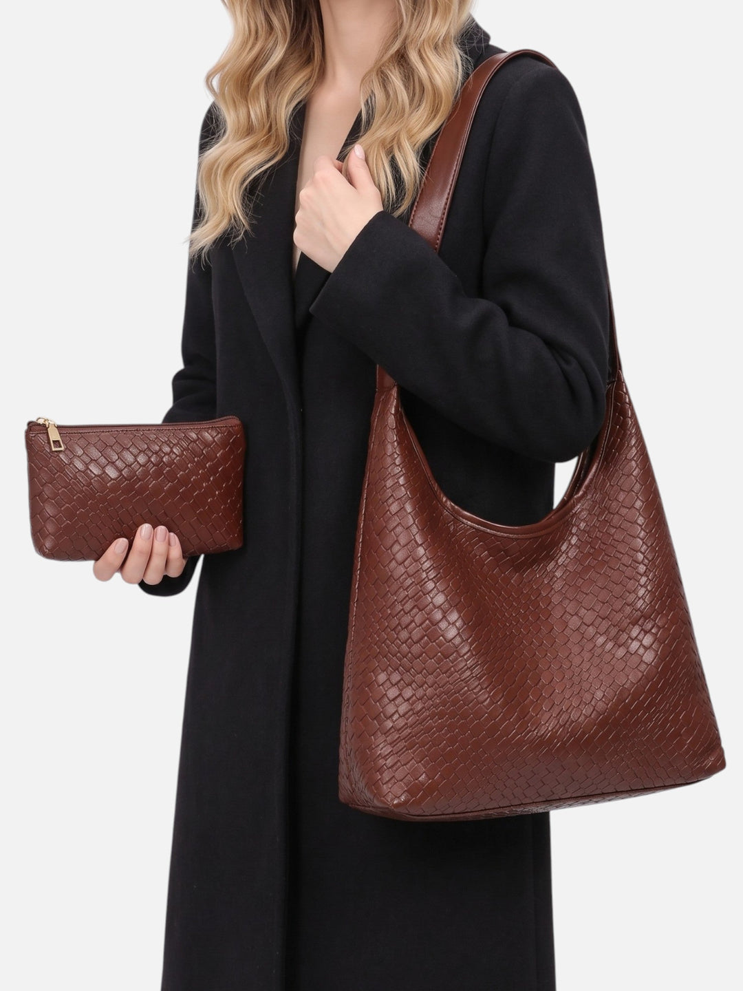 Flätad hoboväska med pouch för dam
